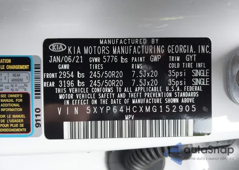 2021 Kia Telluride S из США, поврежденный, VIN 5XYP64HCXMG152905